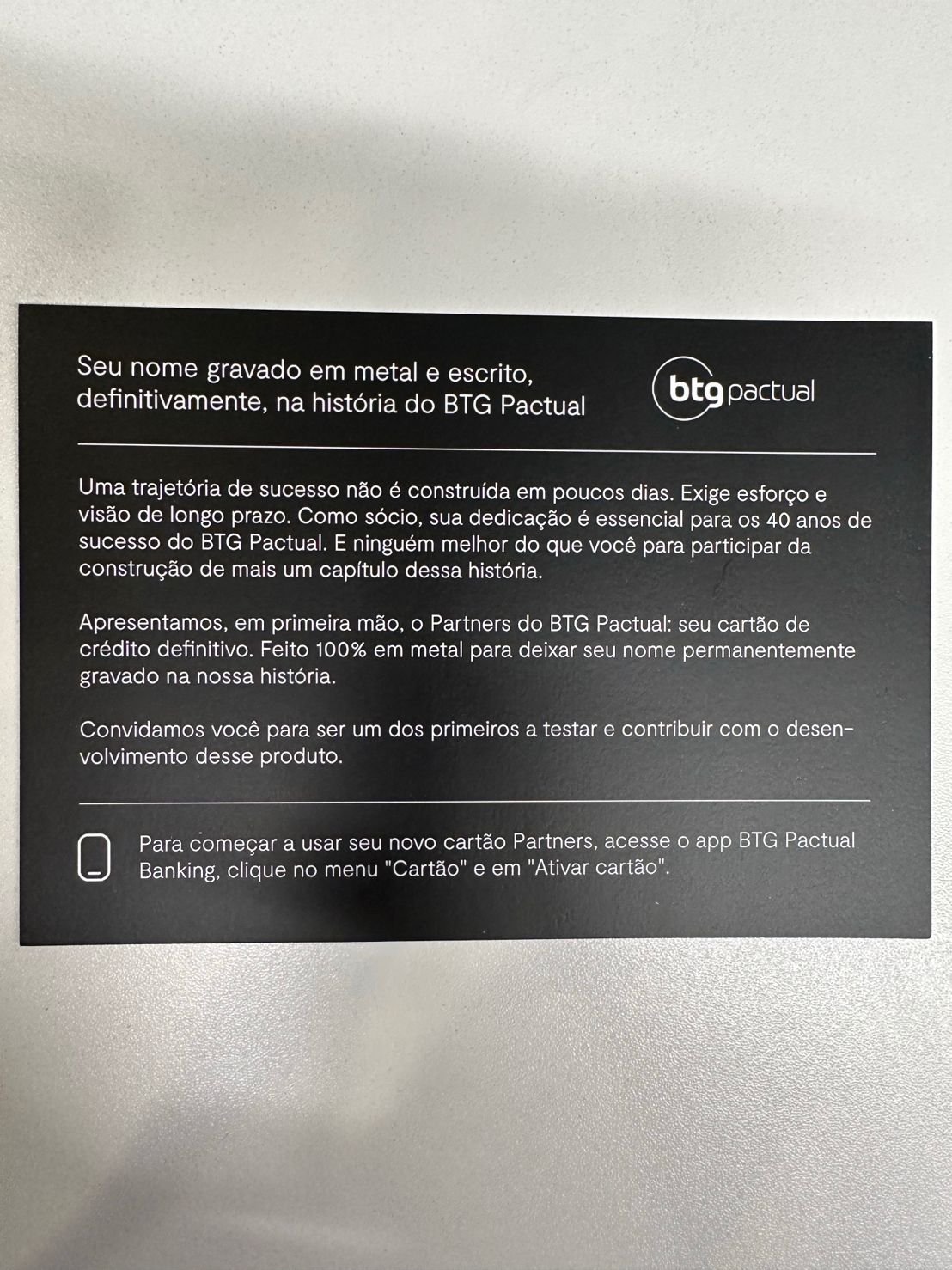 Cartão BTG Pactual Partners